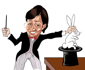 Caricature of magician, Mark Farrar, created by Caricature King - Order your very own caricature NOW!